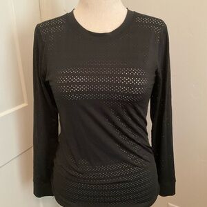 ZYIA Black Perforated Long Sleeve Top